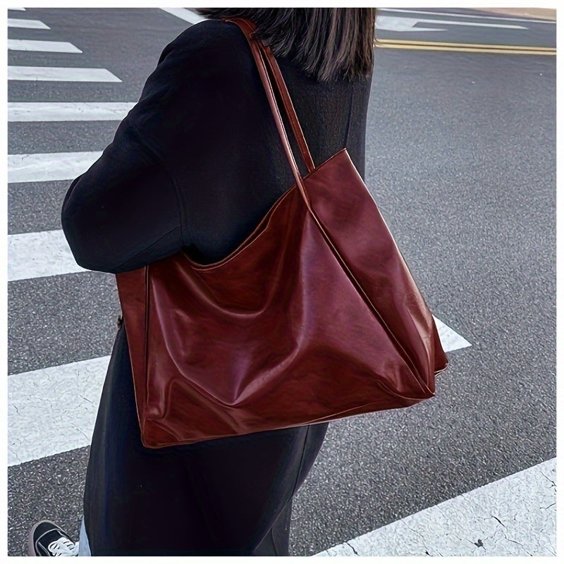 Red Leather Shopper Bag 