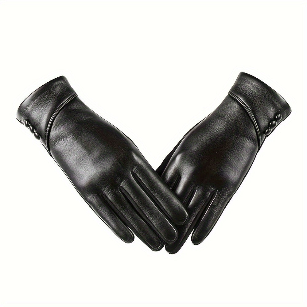 Gants monochromes en cuir synthétique 