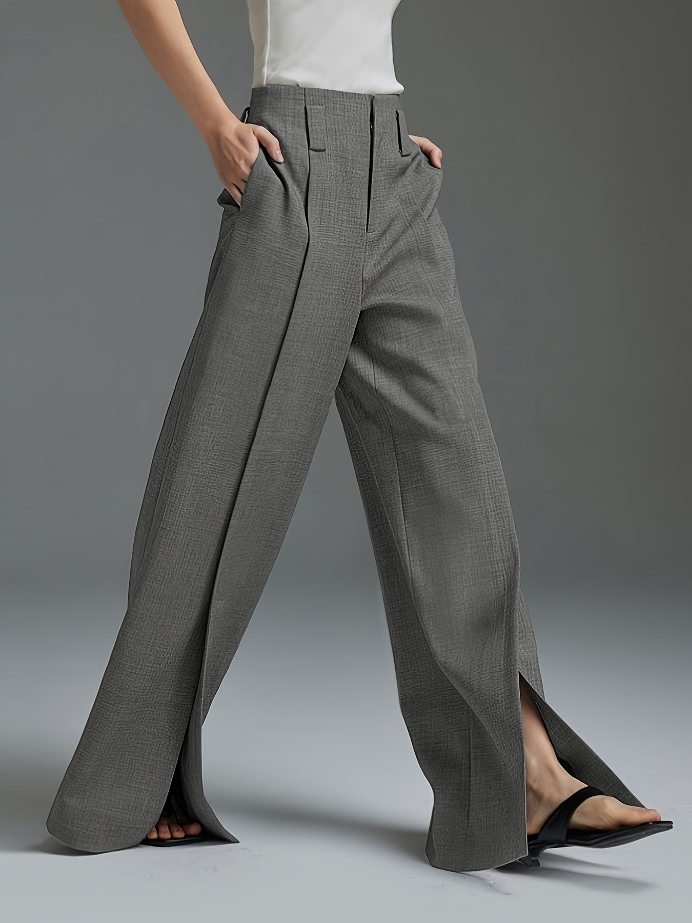 Pantalones de Traje Palazzo con Aperturas