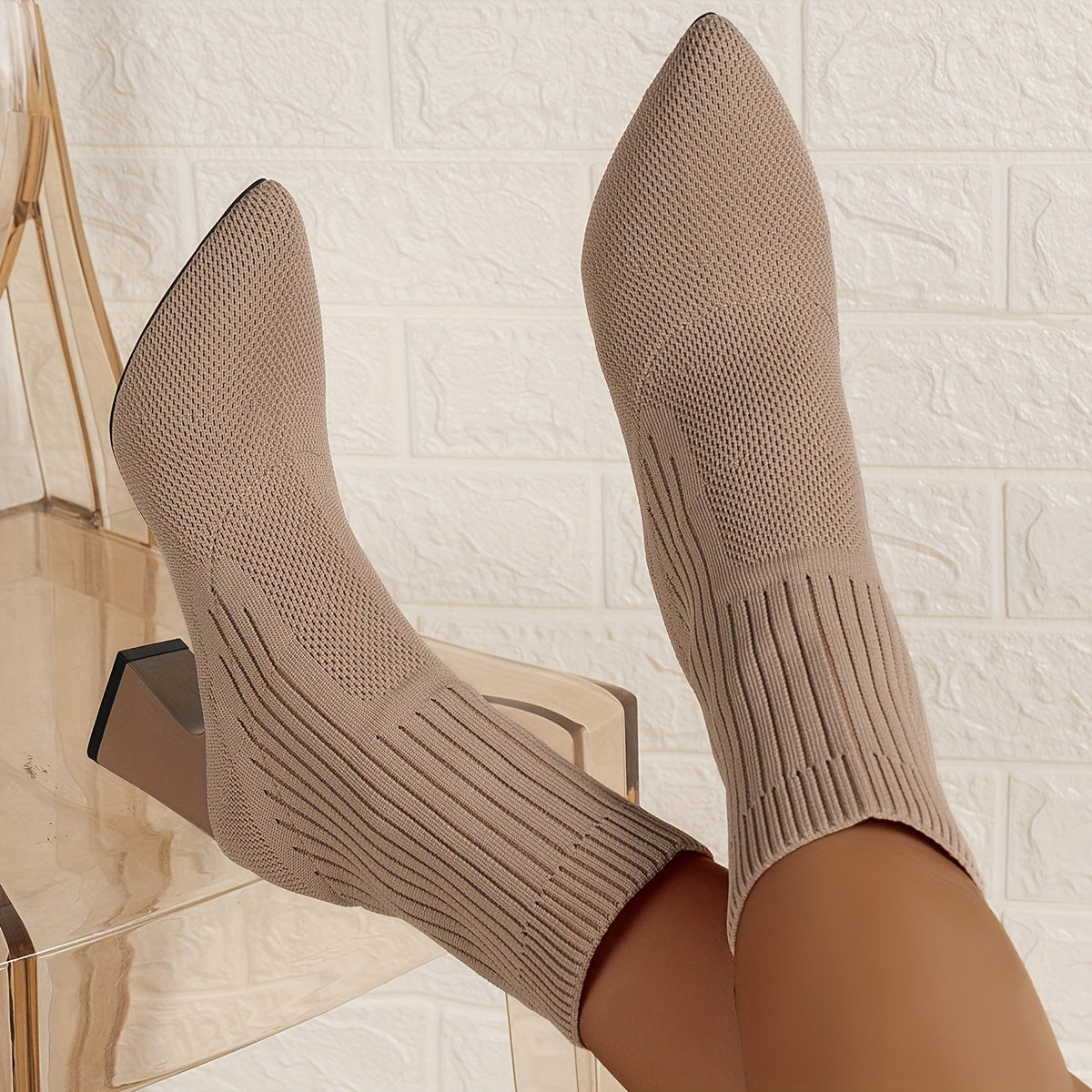 Square Heel Sock Boots 