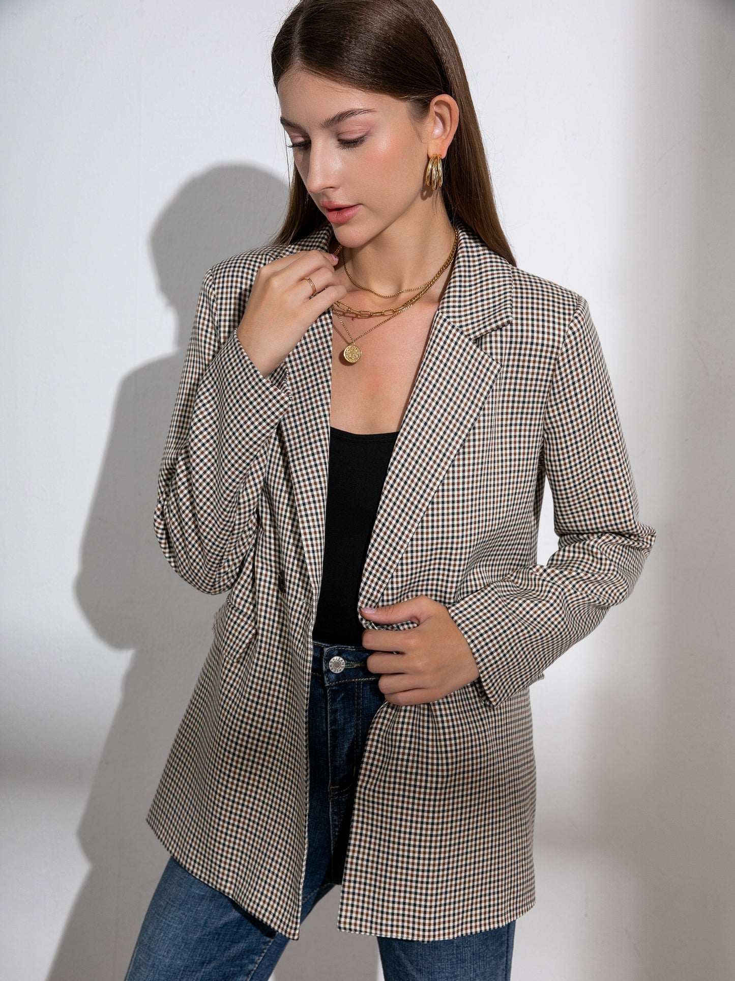 Tartan Blazer with Opening