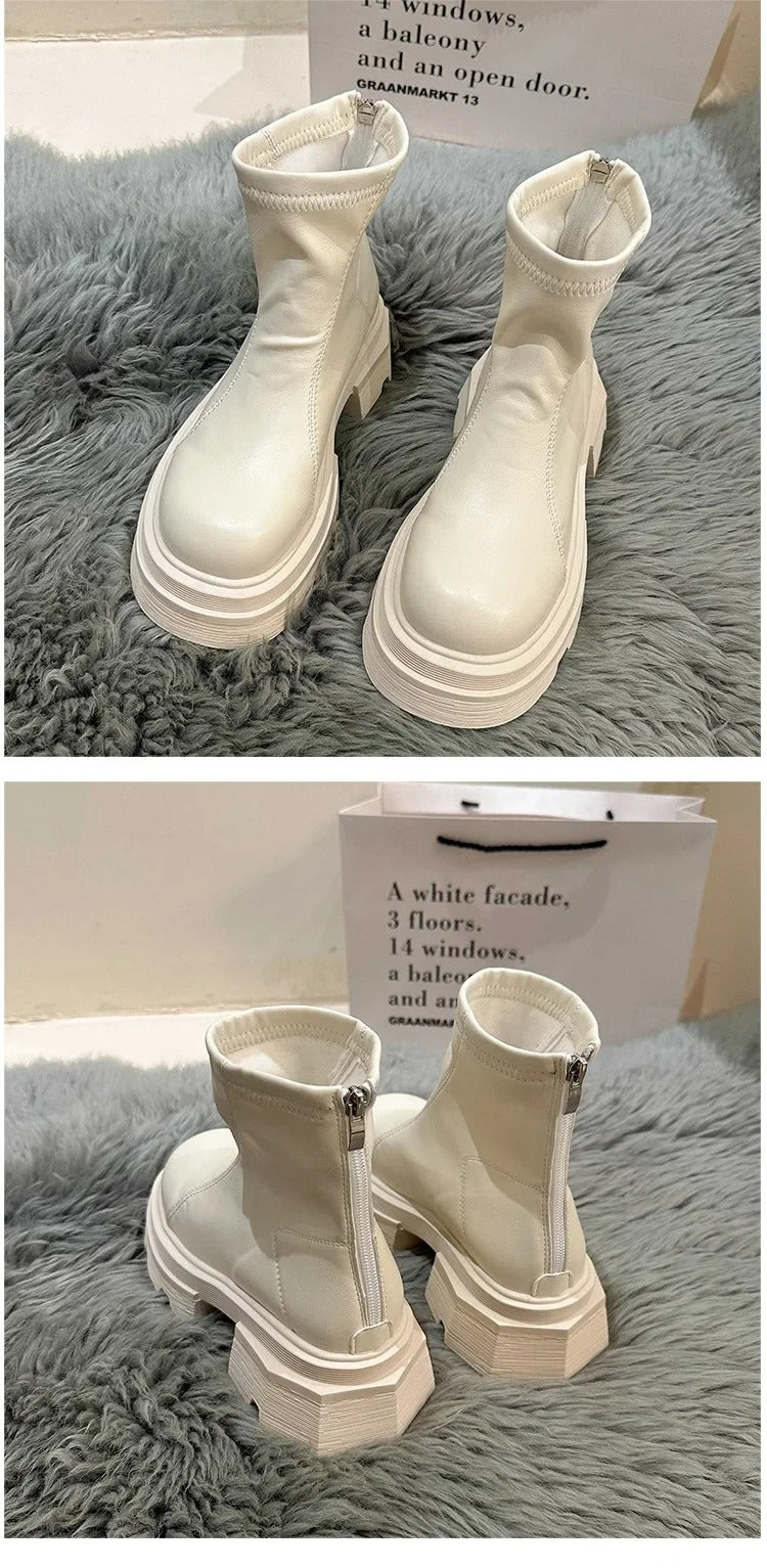 White Platform Ankle Boots