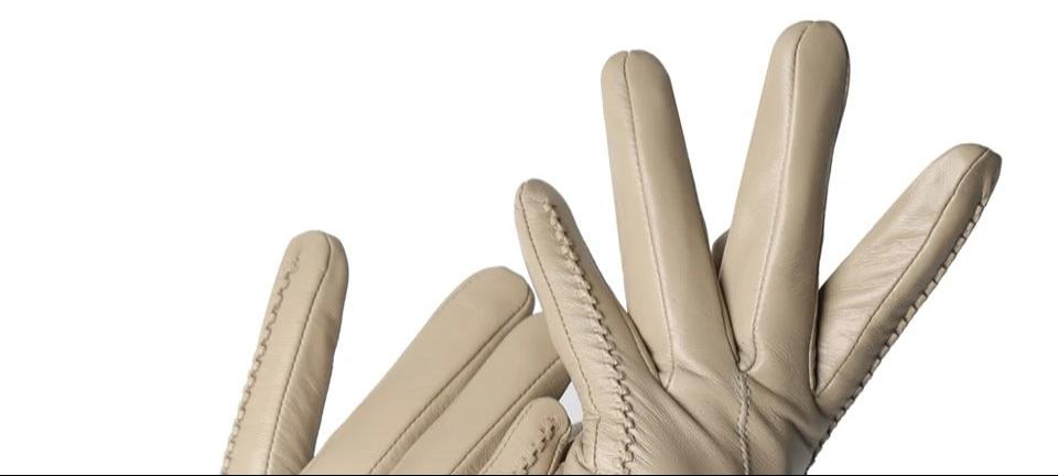 Gants en cuir synthétique crème 