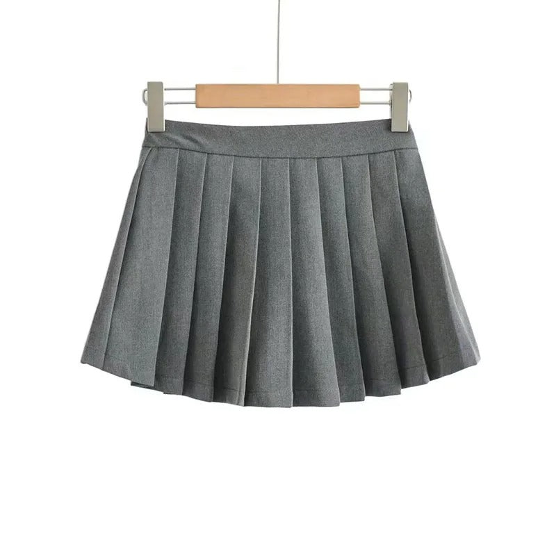 Grey Pleated Skirt