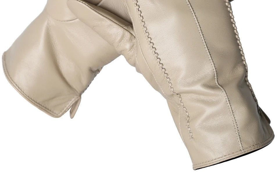 Gants en cuir synthétique crème 