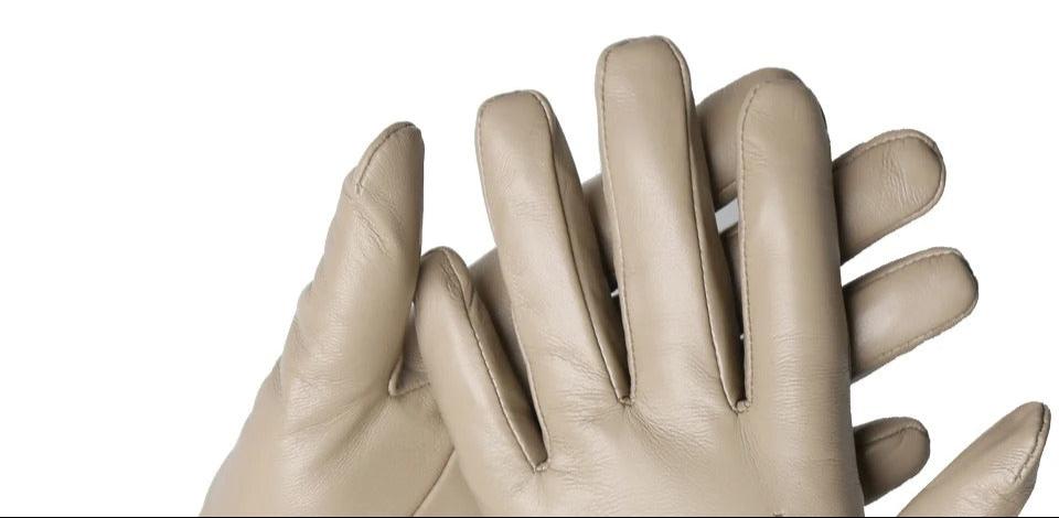 Gants en cuir synthétique crème 