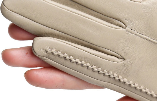 Gants en cuir synthétique crème 