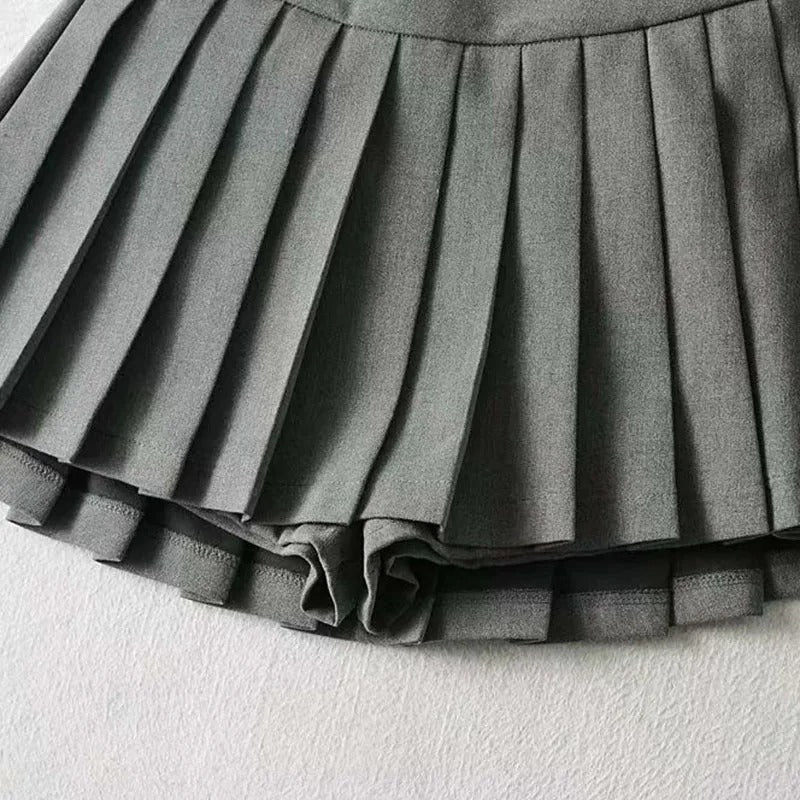 Grey Pleated Skirt