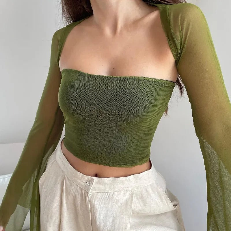 Conjunto de Top y Chal Verde