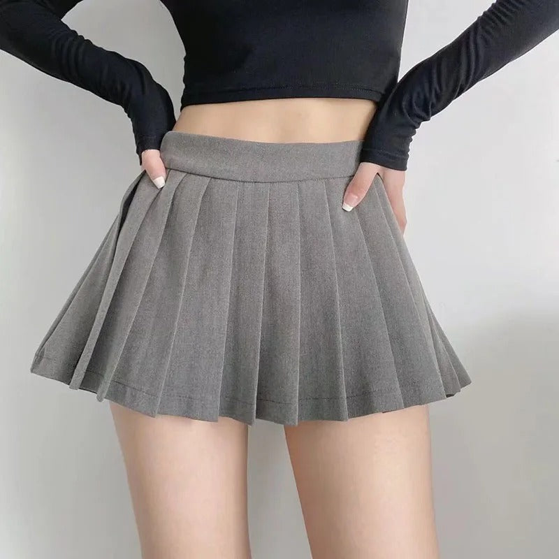 Grey Pleated Skirt