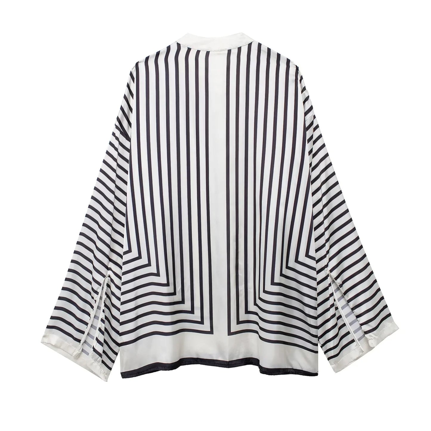 Blusa de Rayas de Seda Oversize