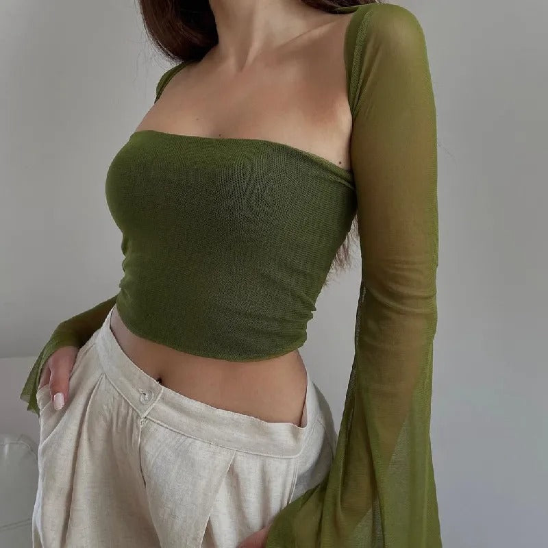 Conjunto de Top y Chal Verde