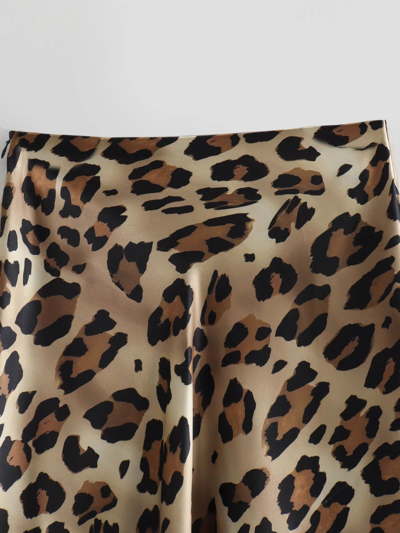 Leopard Print Satin Skirt