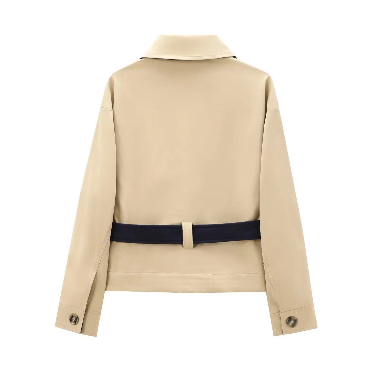 Chaqueta Beige con Cinturón de Lazo