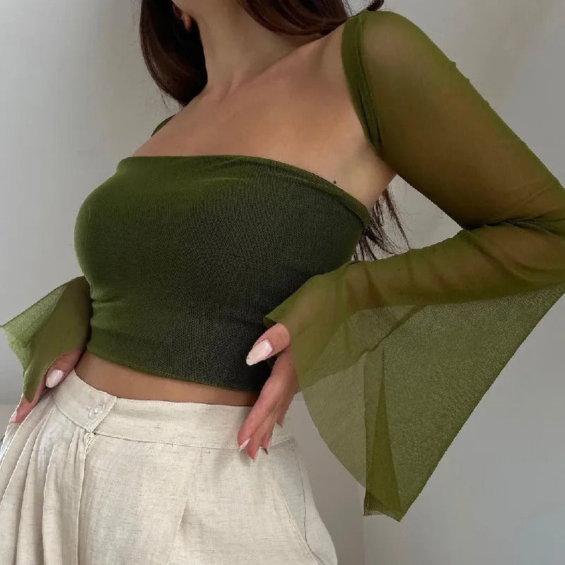 Conjunto de Top y Chal Verde