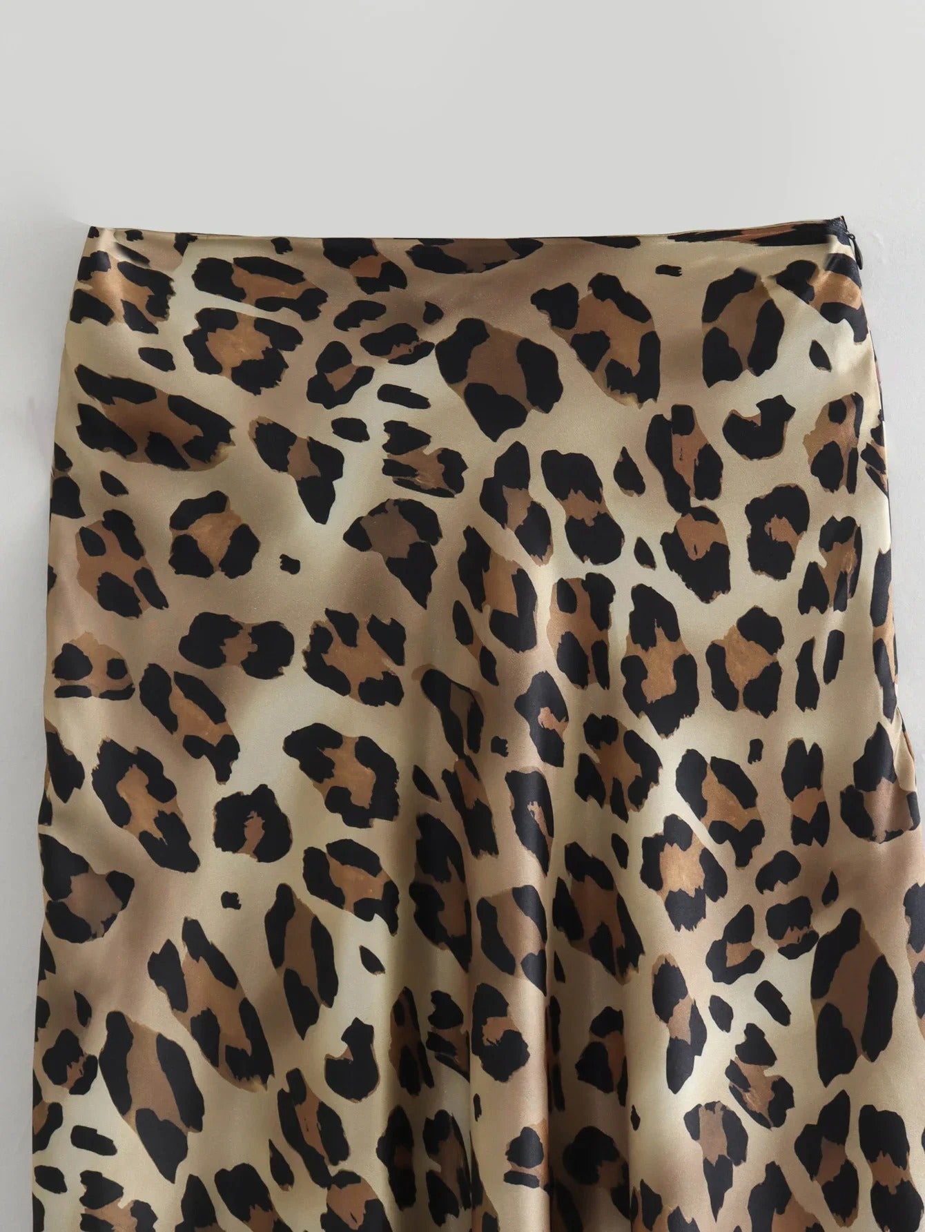 Leopard Print Satin Skirt