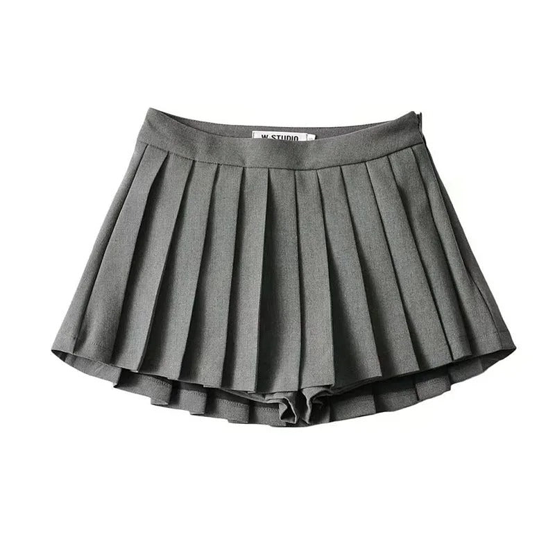 Grey Pleated Skirt