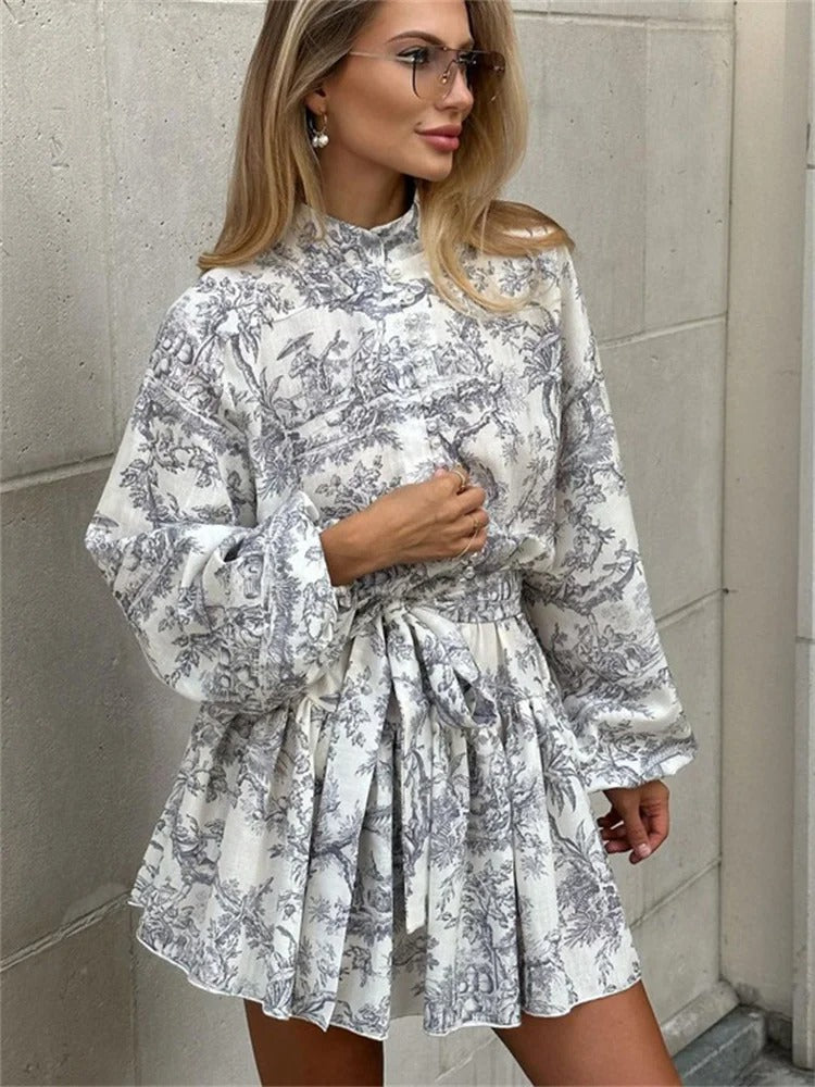 Vestido Estampado con Lazo