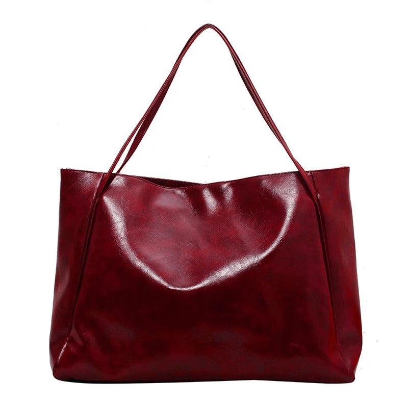 Red Leather Shopper Bag 