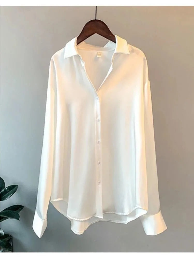 Blusa Satinada Blanca