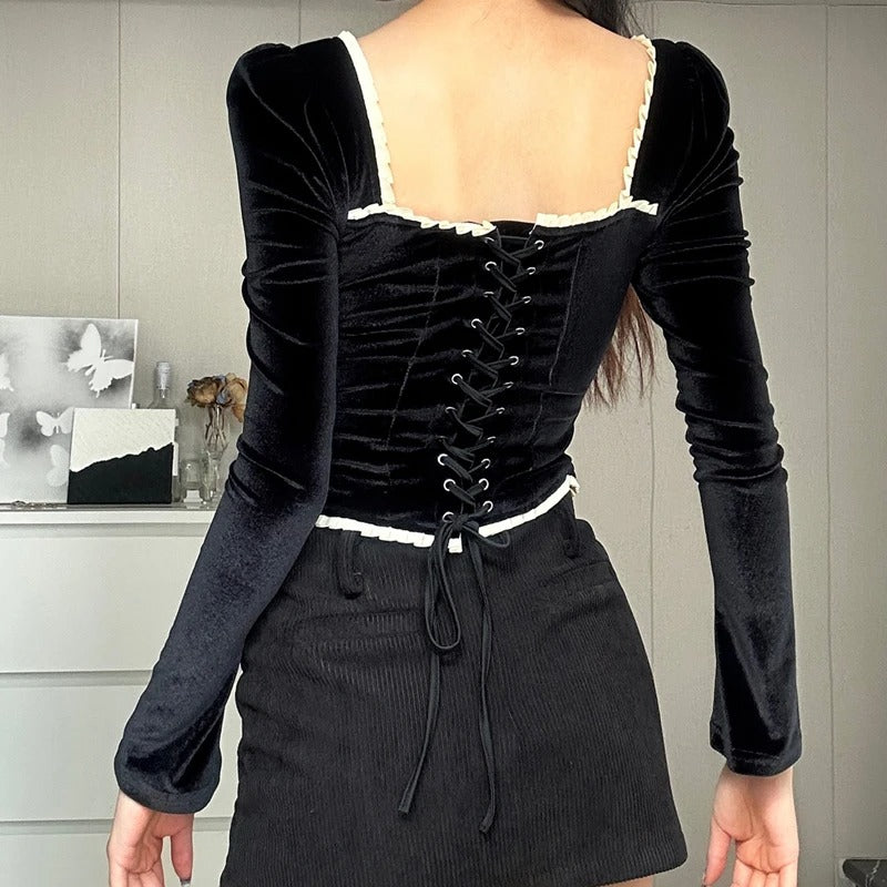 Camiseta Corsetera de Terciopelo