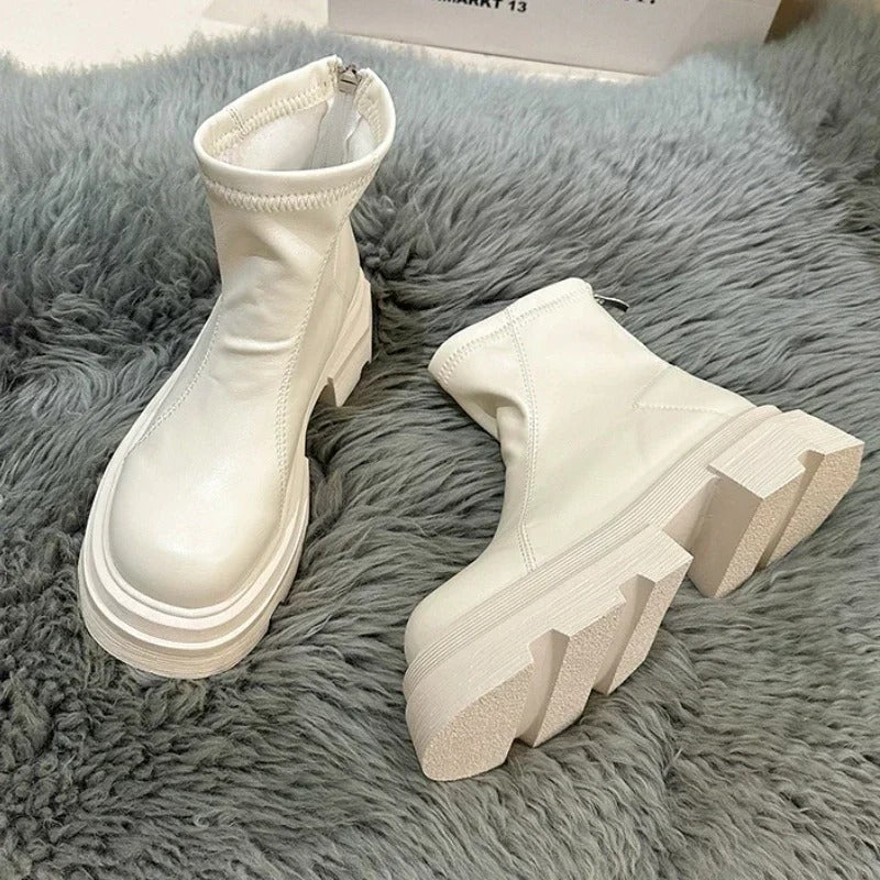 White Platform Ankle Boots