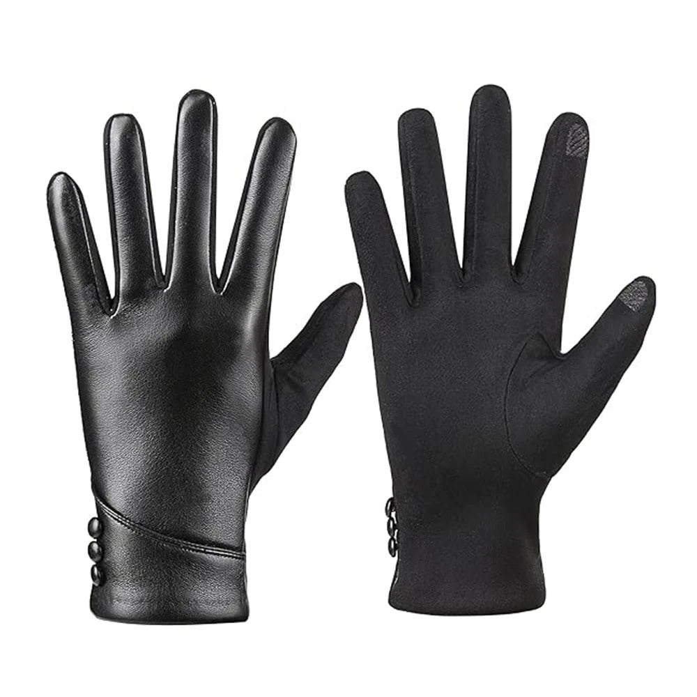 Gants monochromes en cuir synthétique 