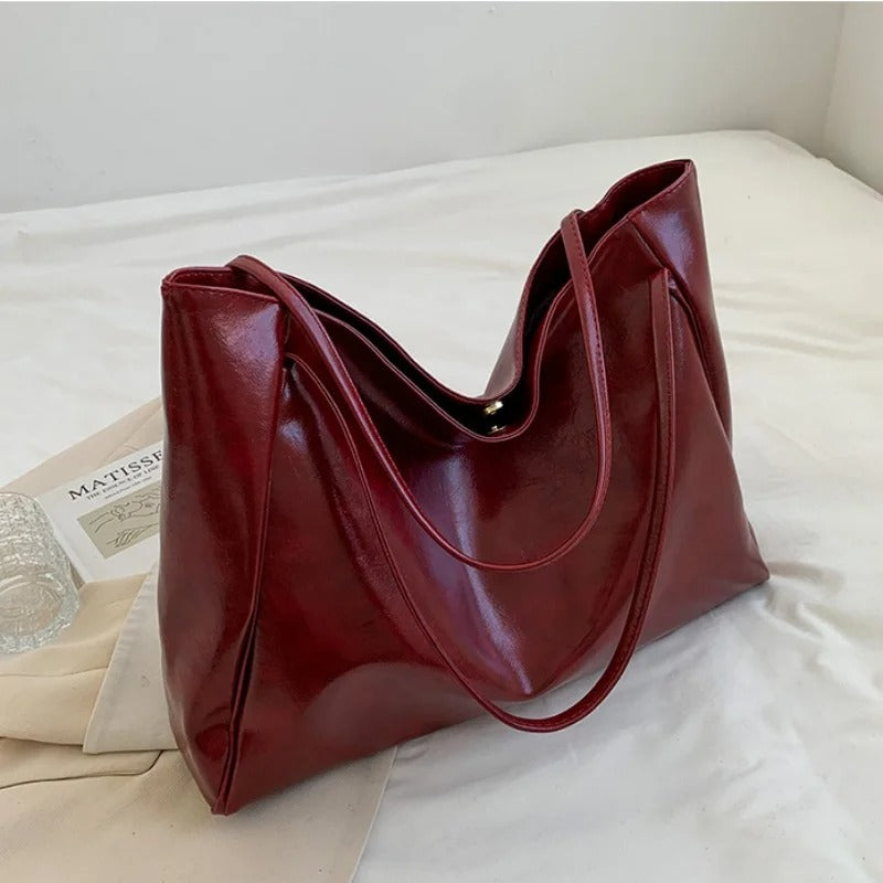 Red Leather Shopper Bag 