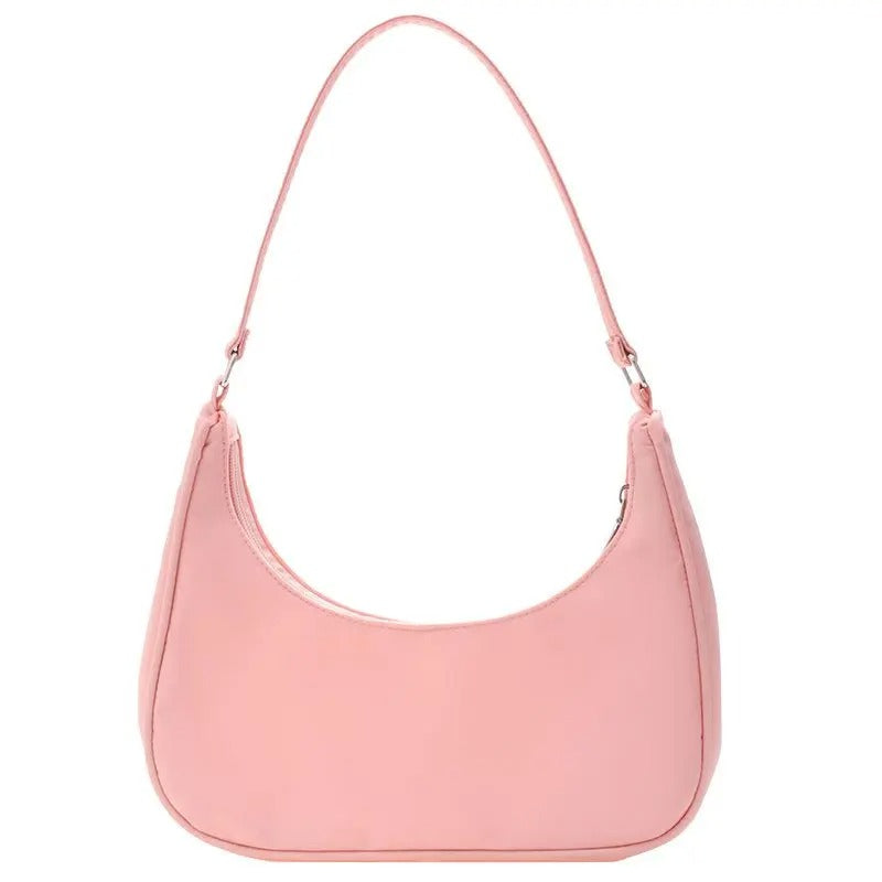 Bolso de Hombro de Nylon en Rosa